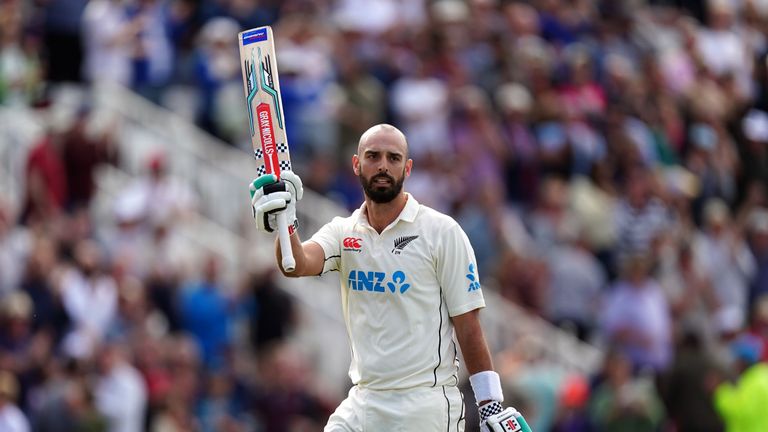 Daryl Mitchell doesn't quite meet the double century landmark, with his wicket calling an end to New Zealand's lengthy first innings.