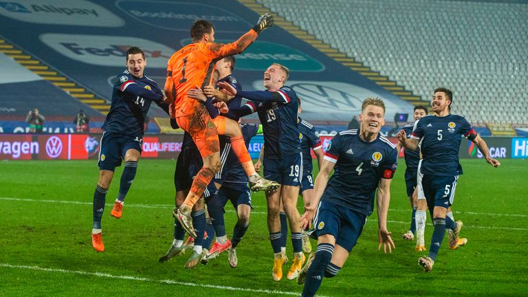 David Marshall saved Aleksandar Mitrovic&#39;s penalty to send Scotland to Euro 2020