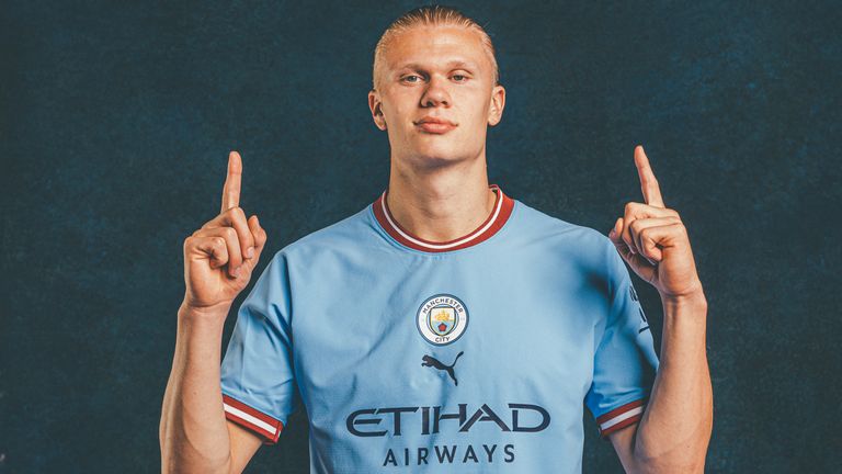 Erling Haaland has joined Man City on a five-year deal (credit: Man City)