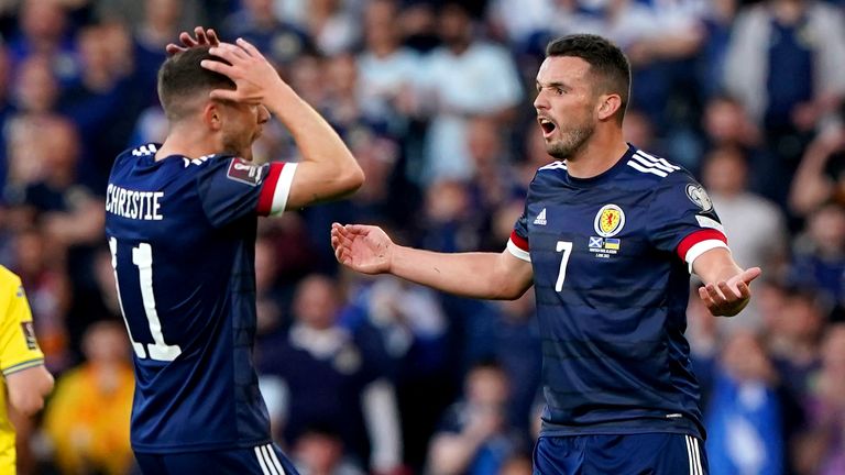 Scotland's John McGinn (right) reacts during the FIFA World Cup 2022 Qualifier play-off semi-final match at Hampden Park, Glasgow.