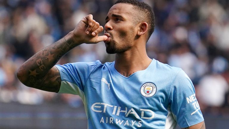 File photo of Manchester City player Gabriel Jesus dated April 23, 2022. Gabriel Jesus could step up Manchester City's title race by breaking the deadlock with a 2-0 win over Wolves, who drew 2-2 against Chelsea on Saturday. Release Date: Monday, May 9, 2022.