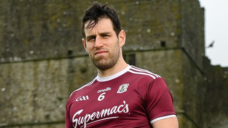 9 June 2022; Gear..id McInerney of Galway poses for a portrait with the Liam MacCarthy Cup at Loughmore Castle at the GAA Hurling All-Ireland Senior Championship Series national launch in Tipperary. Photo by Brendan Moran/Sportsfile 