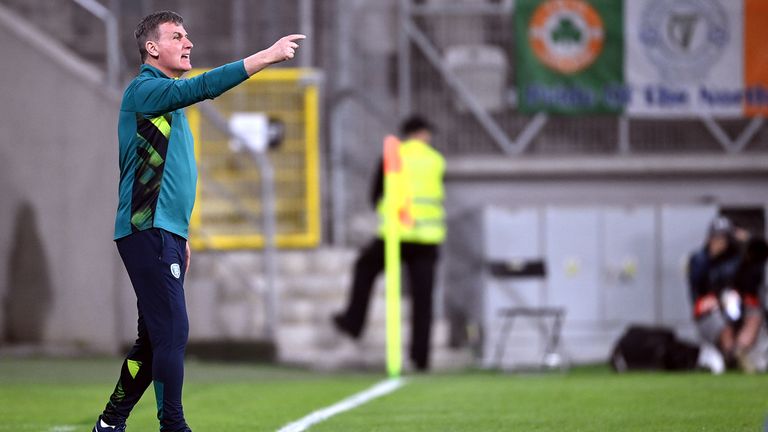 Ireland manager Stephen Kenny on the line