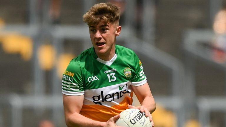 29 May 2022; Jack Bryant of Offaly during the Tailteann Cup Round 1 match between Offaly and Wicklow at O'Connor Park in Tullamore, Offaly. Photo by Harry Murphy/Sportsfile