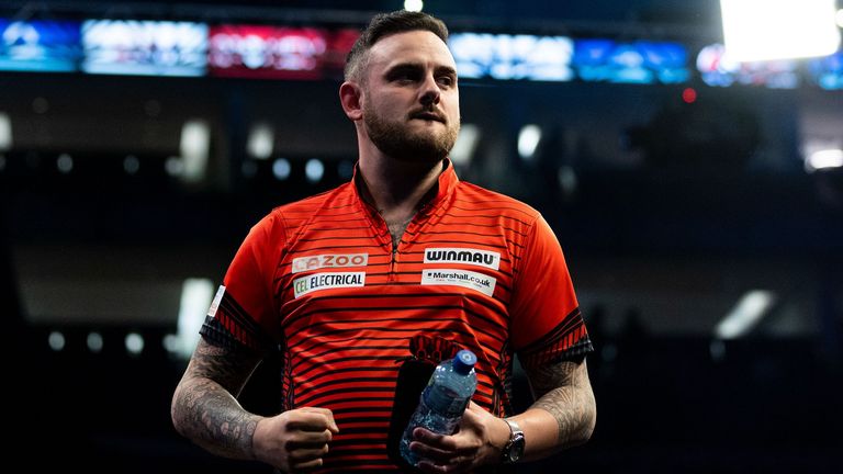Joe Cullen after winning in the quarter final match at the 2022 Cazoo Premier League in London. Photo credit should read: Steven Paston/PDC ..RESTRICTIONS: Use subject to restrictions. Editorial use only, no commercial use without prior consent from rights holder.