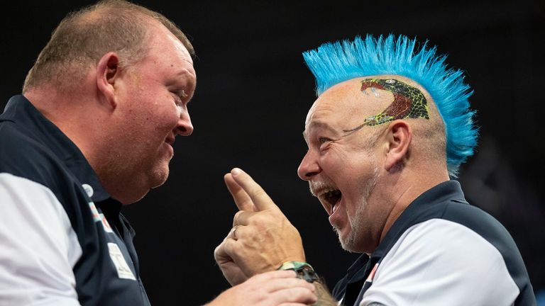 Scotland's John Henderson and Peter Wright at the World Cup of Darts