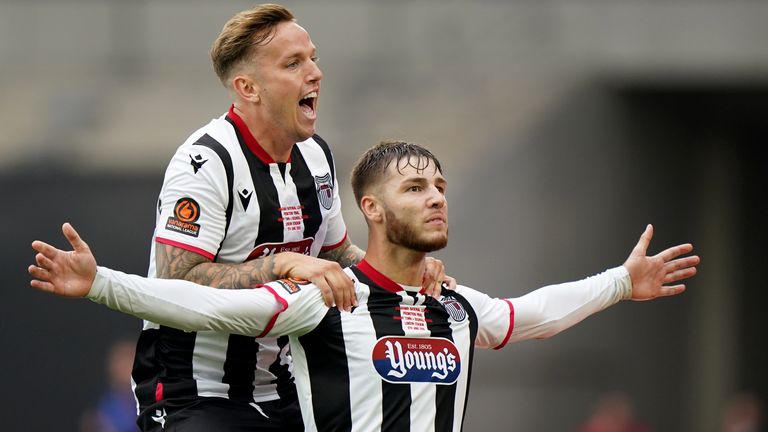 Grimsby Town's John McAtee celebrates scoring vs Solihull Moors