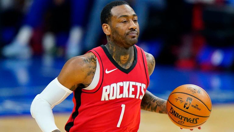 Houston Rockets guard John Wall plays against the Philadelphia 76ers in February 2021