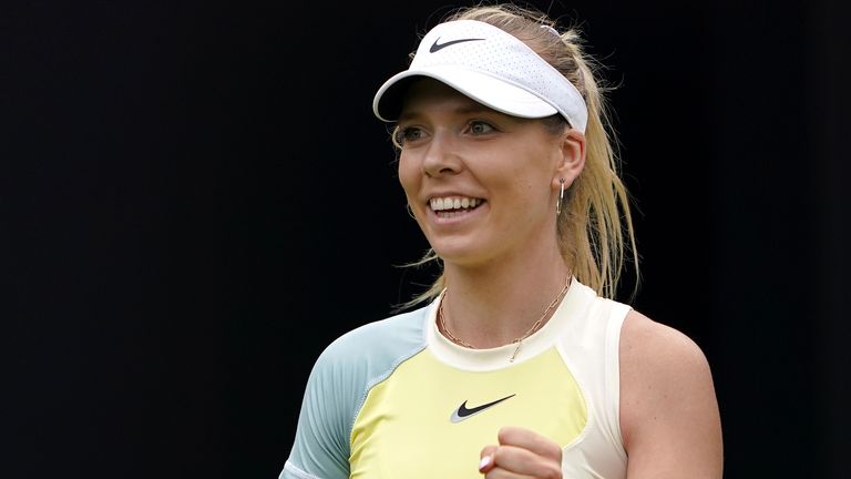 Great Britain's Katie Boulter in action against France's Caroline Garcia (not pictured) on day five of the Rothesay Classic Birmingham at Edgbaston Priory Club. Picture date: Wednesday June 15, 2022.