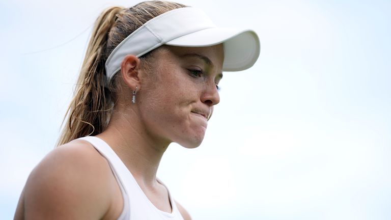 Katie Swan during her match against Marta Kostyuk on day two of the 2022 Wimbledon Championships at the All England Lawn Tennis and Croquet Club, Wimbledon. Picture date: Tuesday June 28, 2022.