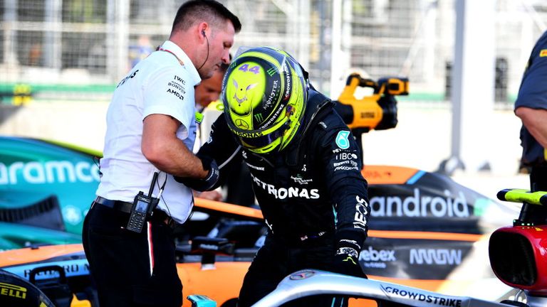 Lewis Hamilton needed help getting out of his car after the Azerbaijan GP