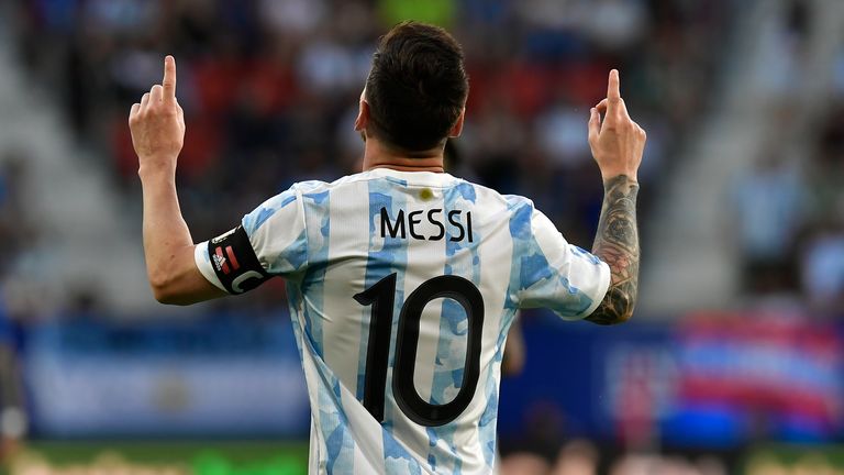 Lionel Messi scored four goals in Argentina's win over Estonia