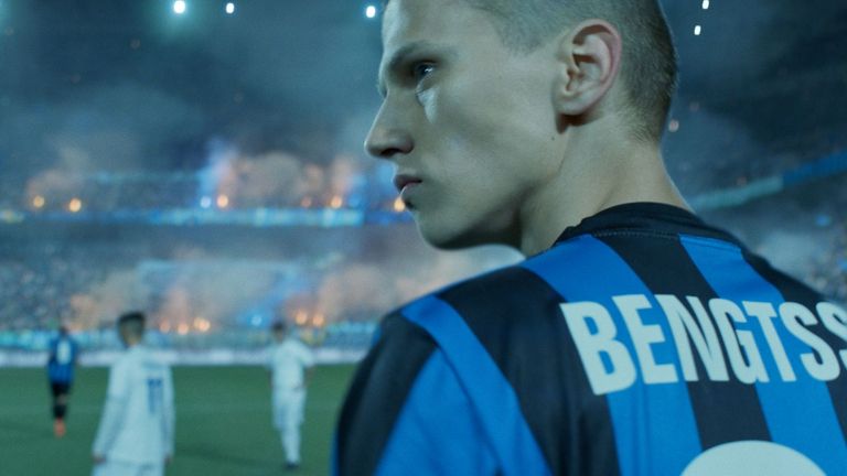 Image from the film Tigers portraying the life of Swedish footballer Martin Bengtsson following his move to Inter Milan