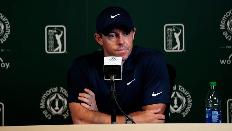 Rory McIlroy speaks to the press about the Saudi Golf League 