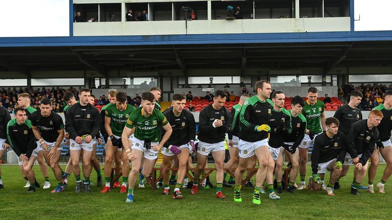 4 June 2022; The Meath panel before the GAA Football All-Ireland Senior Championship Round 1 match between Clare and Meath at Cusack Park in Ennis, Clare. Photo by Seb Daly/Sportsfile