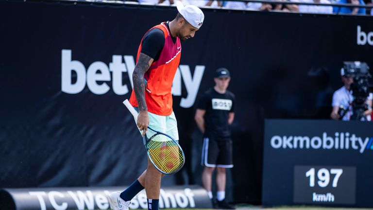 Tennis: ATP Tour - Stuttgart, Singles, Men, Semifinals. Murray (Great Britain) - Kyrgios (Australia). Nick Kyrgios reacts in the match. Photo by: Tom Weller/picture-alliance/dpa/AP Images