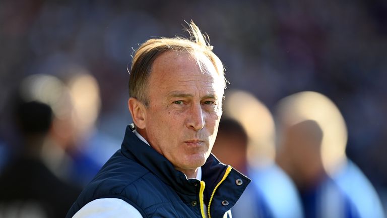 Ukraine head coach Alexander Petrokov during the 2022 FIFA World Cup qualifier play-off semi-final at Hampden Park in Glasgow. Image Date: Wednesday, June 1, 2022.