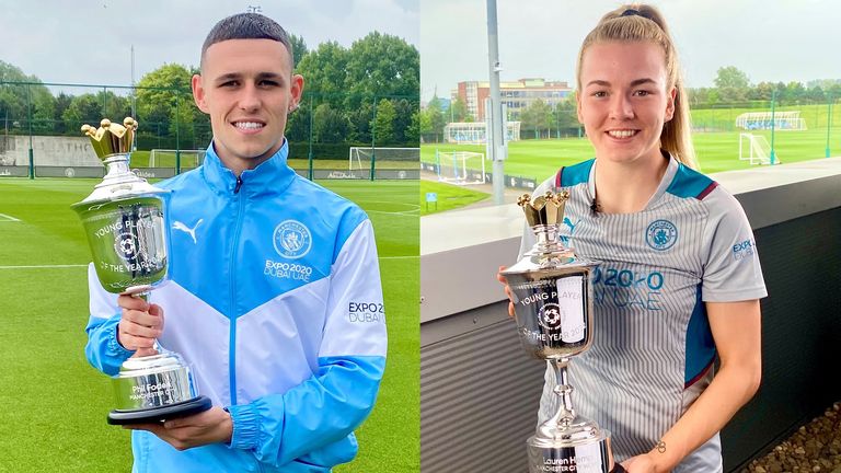 Manchester City pair Phil Foden and Lauren Hemp have won the PFA Young Player of the Year award for the 2021/22 season