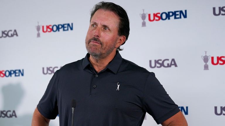 Phil Mickelson faces the media ahead of the US Open