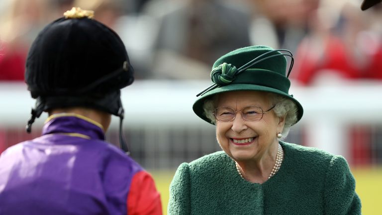 Her Majesty The Queen speaks to Frankie Dettori