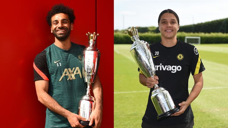 Liverpool forward Mohamed Salah and Chelsea Women striker Sam Kerr have been named PFA Players of the Year for the 2021/22 season
