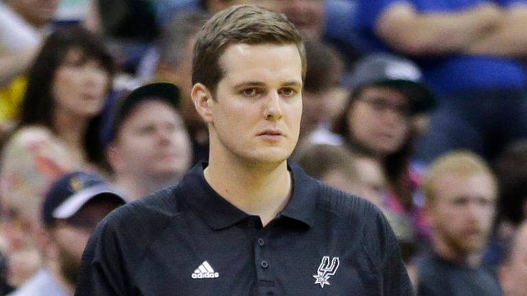 Former San Antonio Spurs assistant coach Will Hardy looks on during the second half of a Summer League clash he took charge of against the Utah Jazz in July 2015