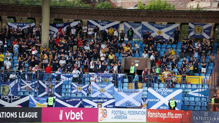 Scotland fans during a UEFA Nations League match