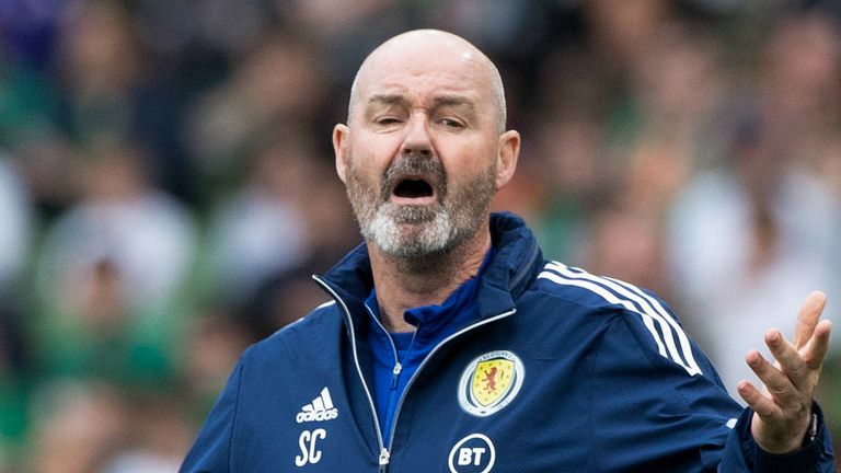 Scotland manager Steve Clarke shows his frustration