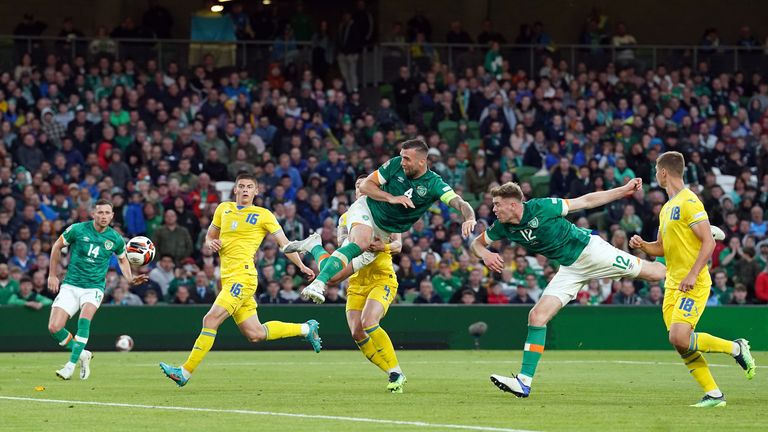Shane Duffy saw an effort tipped onto the bar late on