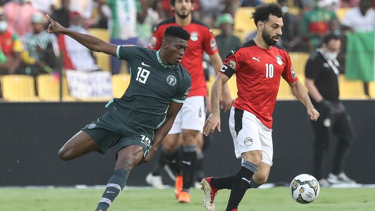 Awoniyi playing at this year's AFCON against Egypt