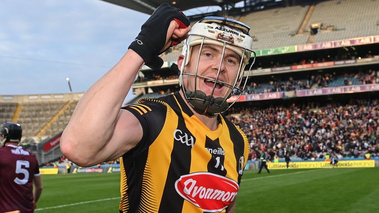 4 June 2022; TJ Reid of Kilkenny celebrates after the Leinster GAA Hurling Senior Championship Final match between Galway and Kilkenny at Croke Park in Dublin. Photo by Ramsey Cardy/Sportsfile