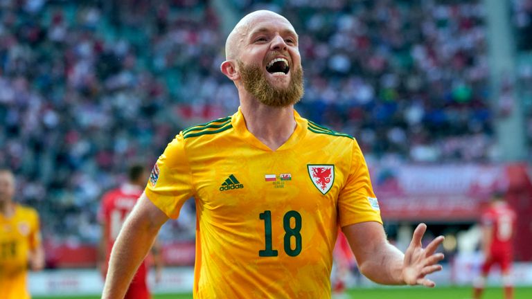 Wales&#39; Jonathan Williams celebrates scoring against Poland