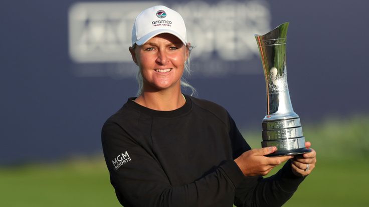 Sweden's Anna Nordqvist celebrates winning the Women's British Open in August 2021