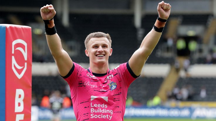 Hull FC v Leeds Rhinos - Betfred Super League - MKM Stadium
Leeds Rhino's Ash Handley celebrates after the Betfred Super League match at the MKM Stadium, Hull. Picture date: Saturday July 2, 2022.