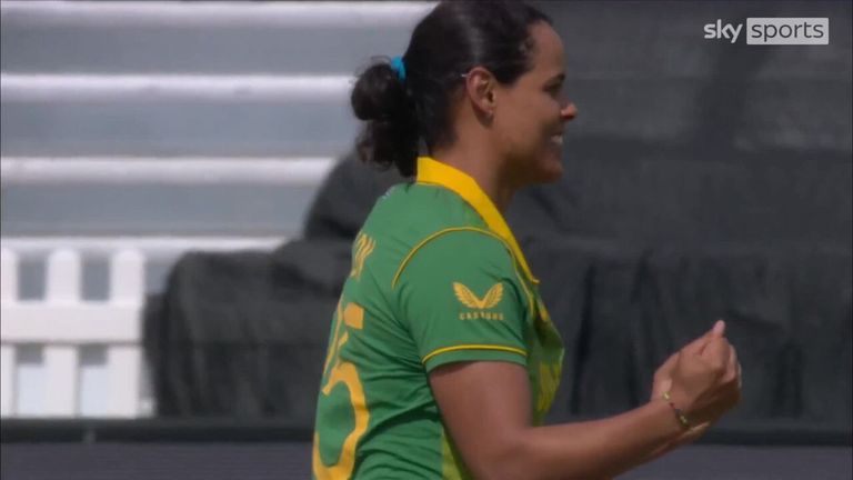 South Africa s Chloe Tryon gets her second wicket to dismiss Tammy Beaumont