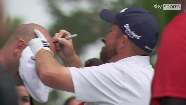 Shane Lowry made a fan's day at the JP McManus Pro-Am by signing his head!