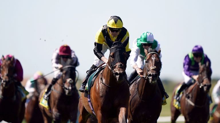 Bless Him ridden by jockey Jamie Spencer (yellow/black silks) on their way to winning the bet365 Bunbury Cup on Darley July Cup Day of the Moet and Chandon July Festival at Newmarket racecourse, Suffolk. Picture date: Saturday July 9, 2022.