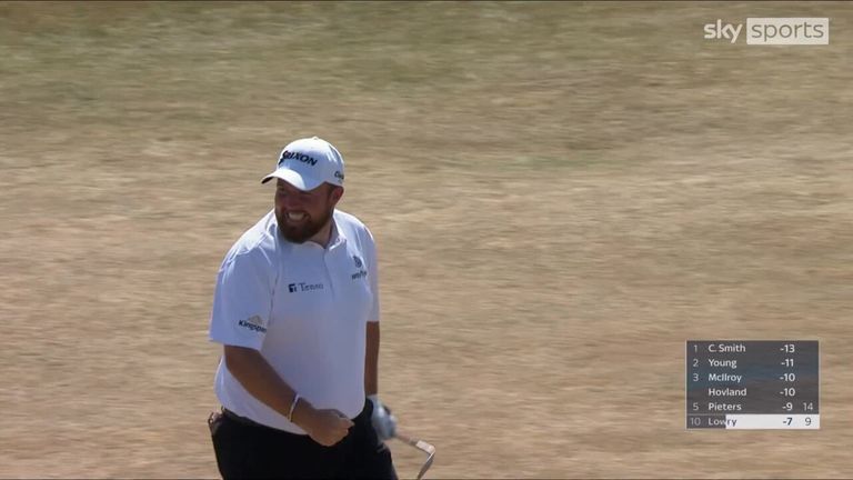 Dustin Johnson looked to top his tee shot on the 18th hole during the third round of The Open Championship at St Andrews, but the ball ended up running up through the fairway just short of the green.