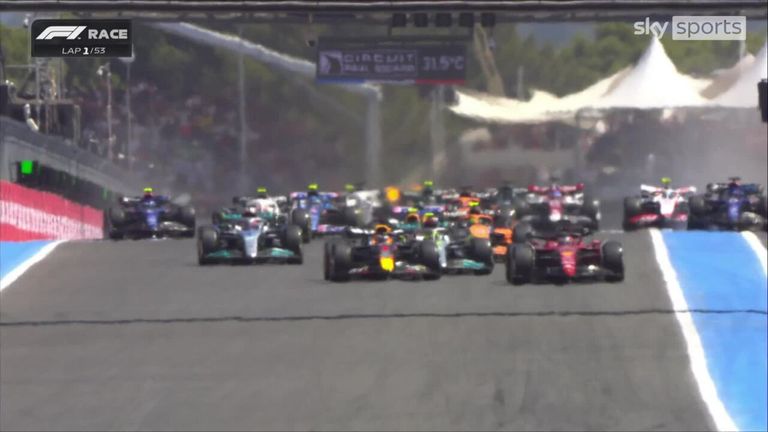 Leclerc held off Max Verstappen on the opening lap of the race. 
