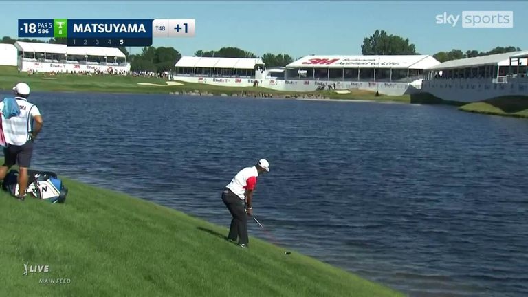 Hideki Matsuyama hits four nine bogeys at 3M Open after finding water three times on the 18th hole