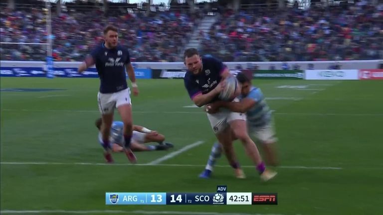 A second try of the night for Ewan Ashman as the Scotland extend their lead over Argentina