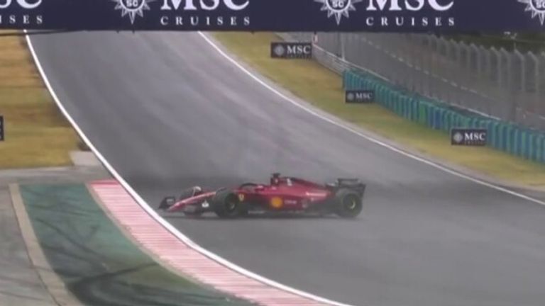 Superb car control from Charles Leclerc at turn three to keep his car on the track after a big 360 spin!
