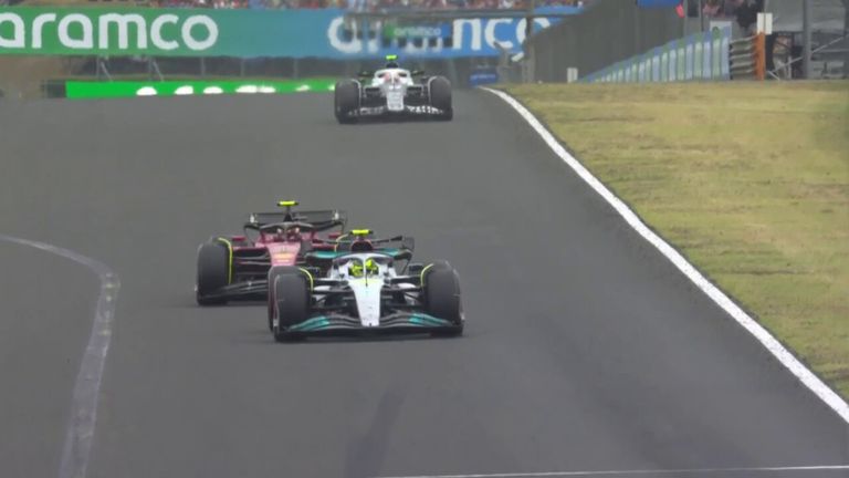 Lewis Hamilton is flying over Carlos Sainz and is currently third!