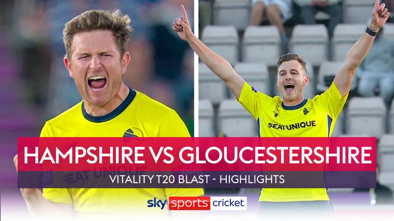 Liam Dawson and Brad Wheal celebrate during their T20 Blast win against Gloucestershire