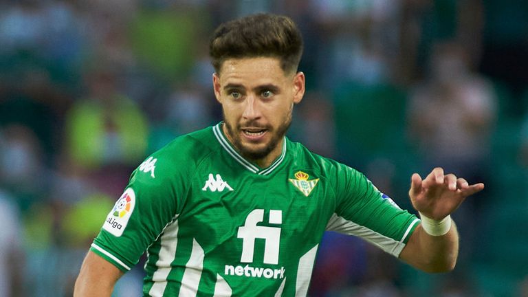 Alex Moreno of Real Betis in action during the Spanish league, La Liga Santander, football match played between Real Betis and RCD Espanyol at Benito Villamarin stadium on September 19, 2021, in Sevilla, Spain. Joaquin Corchero / AFP7 / Europa 09/19/2021 (Europa Press via AP)