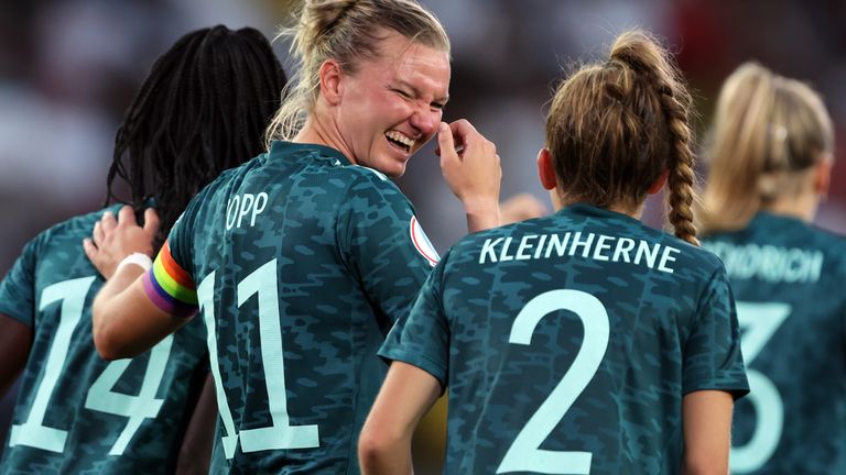 Alexandra Popp scored her third goal in as many games at Euro 2022 with Germany&#39;s second in a 3-0 win over Finland