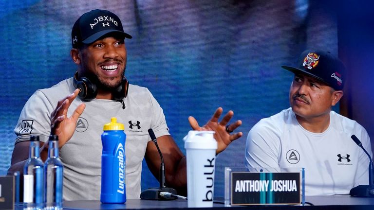 Anthony Joshua and new trainer Robert Garcia.  (Photo: Nick Potts/PA Wire/PA Images)
