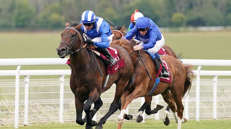 Baaeed stretches clear of Modern Games to win the Sussex Stakes at Goodwood