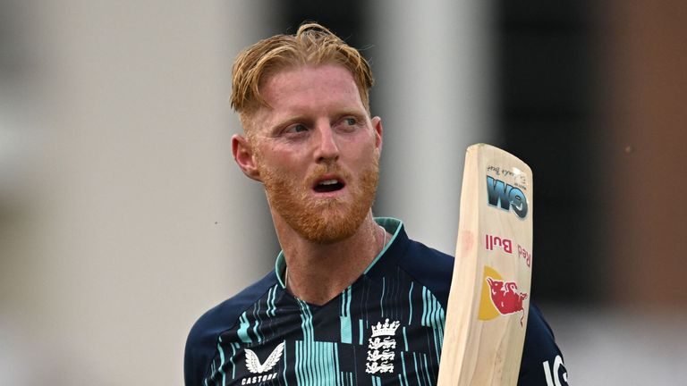 Ben Stokes walks off the field for the final time in ODI cricket after falling for five