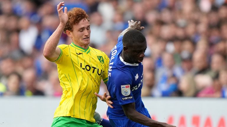 Jamilu Collins and Josh Sargent compete for the ball